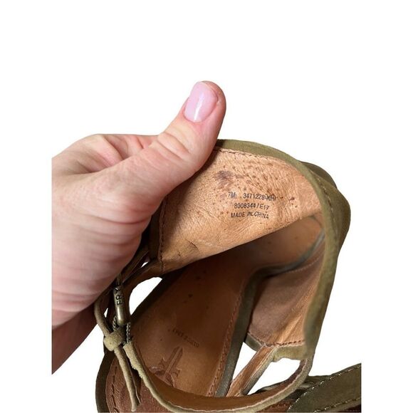 Frye Dani Shield Sling Back Booties Size 7M Green Suede - Picture 3 of 13